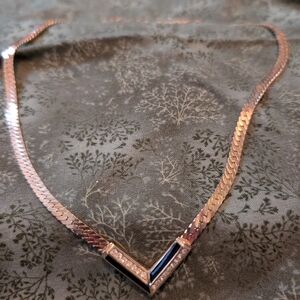 Christian Dior Vintage Gold and Silver V-Shaped Necklace